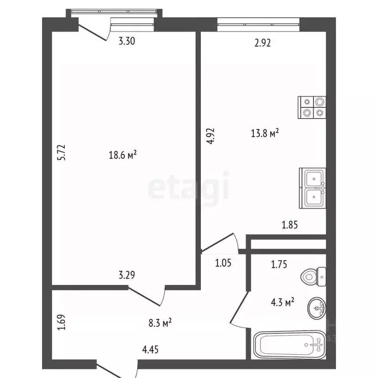 1-к кв. Санкт-Петербург Московский просп., 183-185Ак3 (45.0 м) - Фото 2