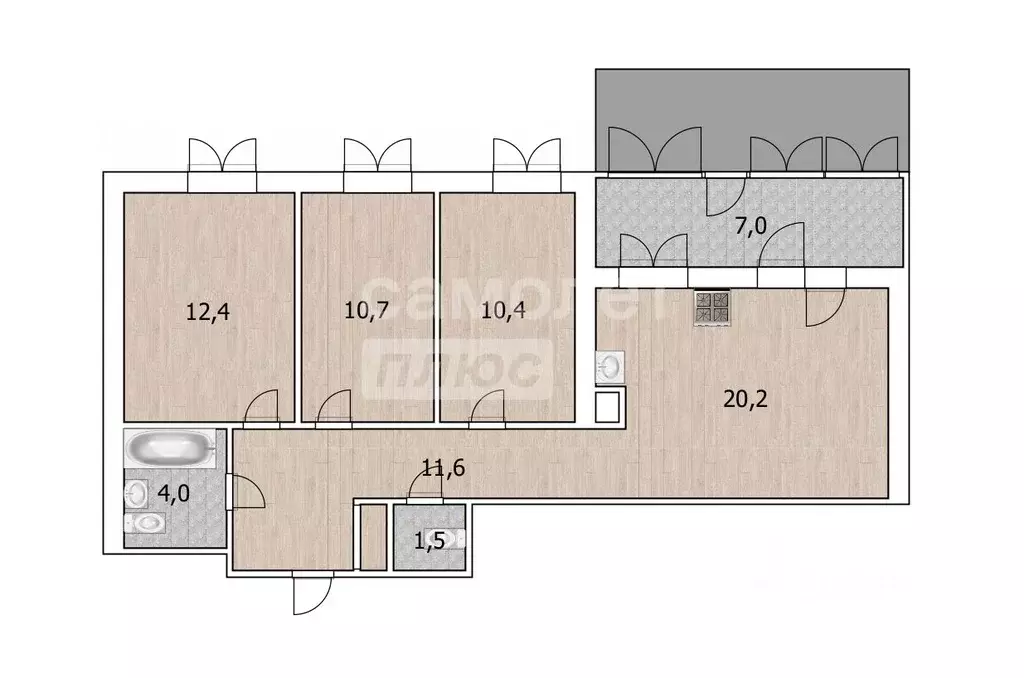 3-к кв. Тюменская область, Тюмень ул. Владимира Бахарева, 3к1 (71.0 м) - Фото 1
