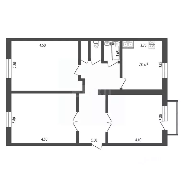 3-к кв. Московская область, Электросталь ул. Николаева, 25 (72.8 м) - Фото 2