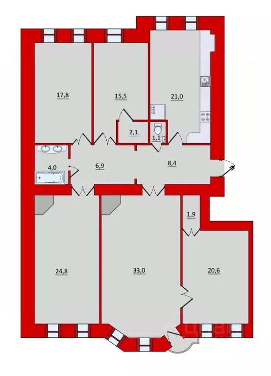 5-к кв. Санкт-Петербург Съезжинская ул., 16 (152.7 м) - Фото 2