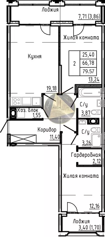 Продаётся 2-к квартира, 79.6 м - Фото 1
