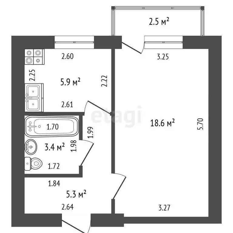 1-комнатная квартира: Стерлитамак, Черноморская улица, 4 (33 м) - Фото 1