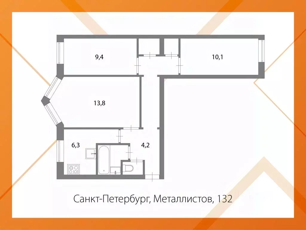 3-к кв. Санкт-Петербург просп. Металлистов, 132 (55.1 м) - Фото 1