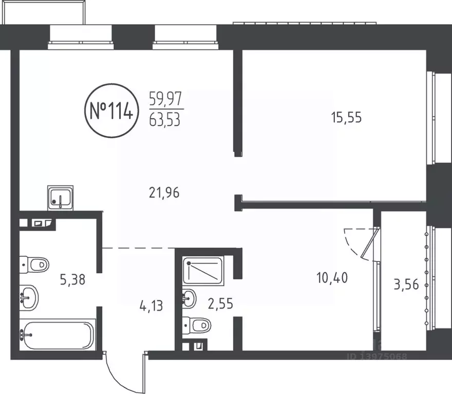 2-к кв. Иркутская область, Иркутск ул. Эдуарда Дьяконова, 11 (63.53 м) - Фото 0