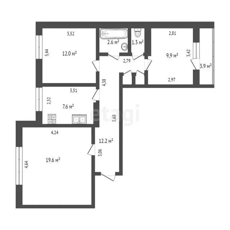 3-комнатная квартира: Саки, Набережная улица, 13 (65.6 м) - Фото 0