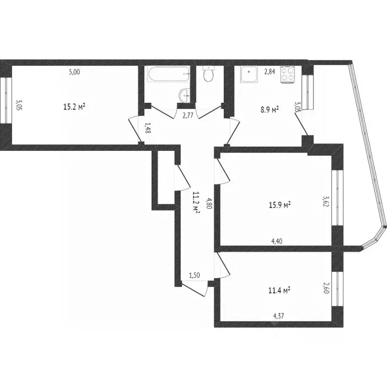 3-к кв. Коми, Сыктывкар ул. Малышева, 18 (67.0 м) - Фото 2