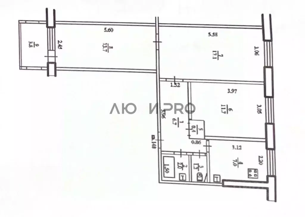 3-к кв. Башкортостан, Уфа ул. Максима Рыльского, 7 (59.8 м) - Фото 2