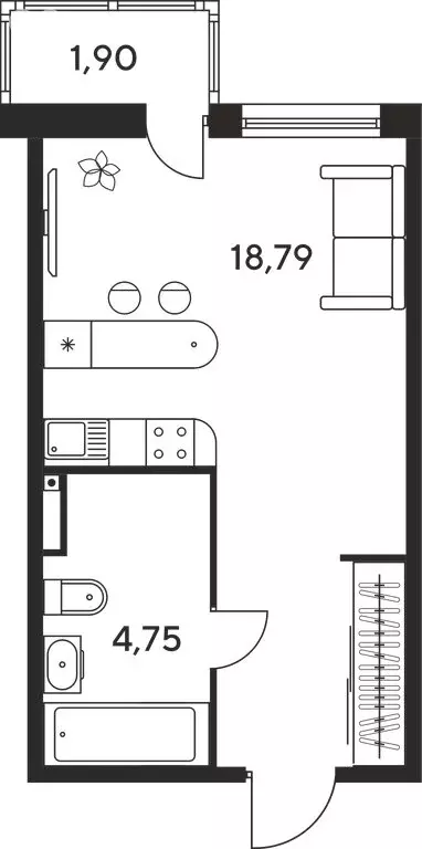 Квартира-студия: Ростов-на-Дону, улица Малиновского, 33Б (25.95 м) - Фото 0