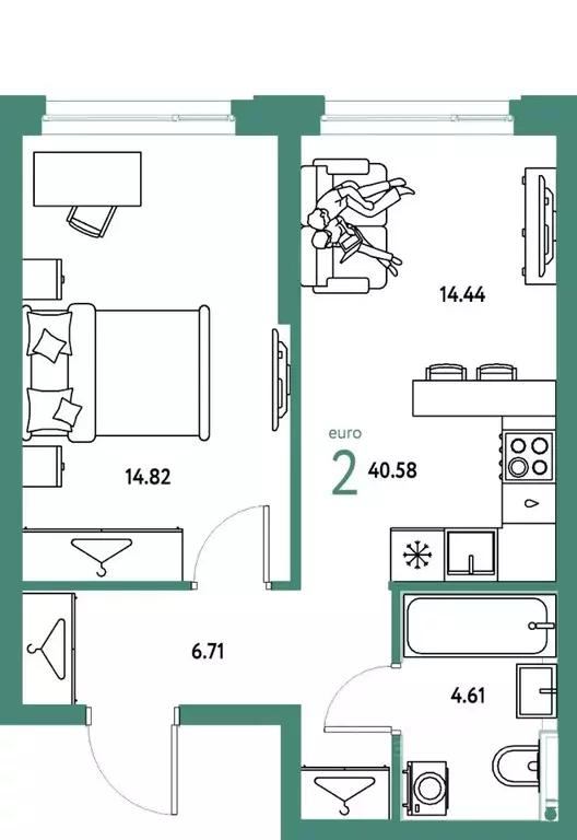 2-к кв. Свердловская область, Екатеринбург ул. Шефская, 28А (40.58 м) - Фото 1