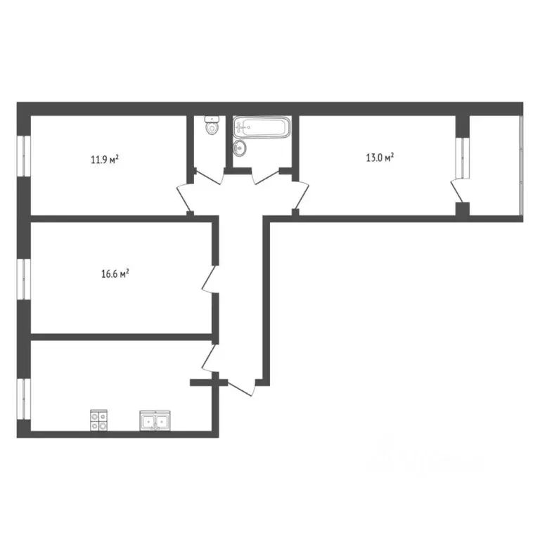 3-к кв. Тюменская область, Тюмень ул. Мебельщиков, 4 (70.0 м) - Фото 2