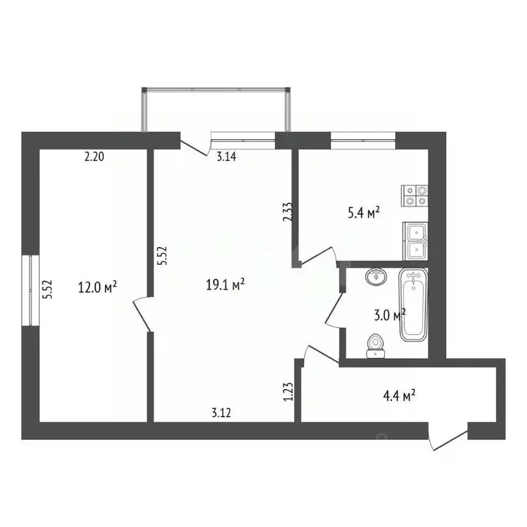 2-к кв. Севастополь ул. Пролетарская, 23 (42.0 м) - Фото 2