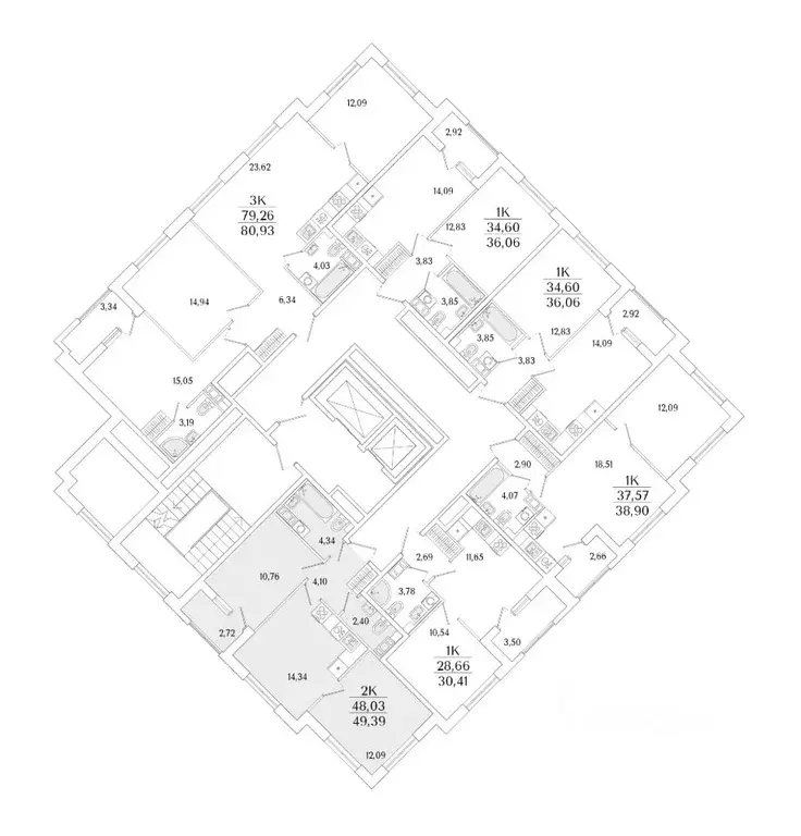 2-к кв. Санкт-Петербург Гранат жилой комплекс (49.39 м) - Фото 2