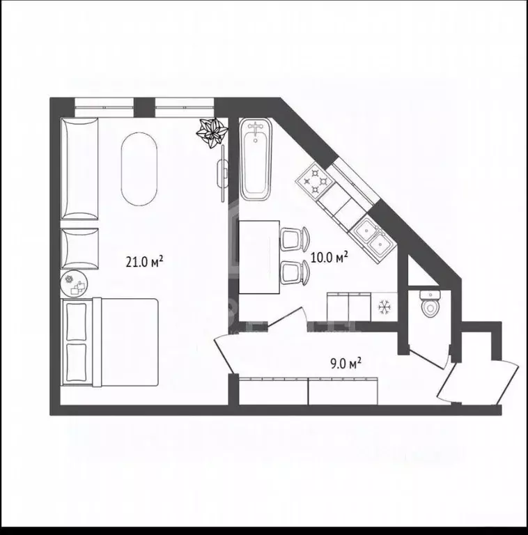1-к кв. Санкт-Петербург Лиговский просп., 63 (43.3 м) - Фото 2