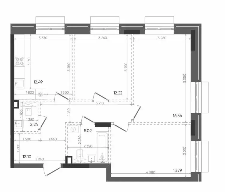 3-комнатная квартира: Казань, ЖК Вознесенский Квартал (74.42 м) - Фото 0
