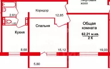 2-к кв. Алтайский край, Барнаул ул. 280-летия Барнаула, 14 (62.21 м) - Фото 1