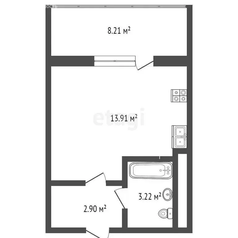 Квартира-студия: Набережные Челны, улица Раскольникова, 11 (23.3 м) - Фото 0