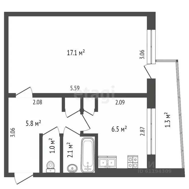 1-к кв. Мордовия, Саранск бул. Эрьзи, 6 (33.2 м) - Фото 1