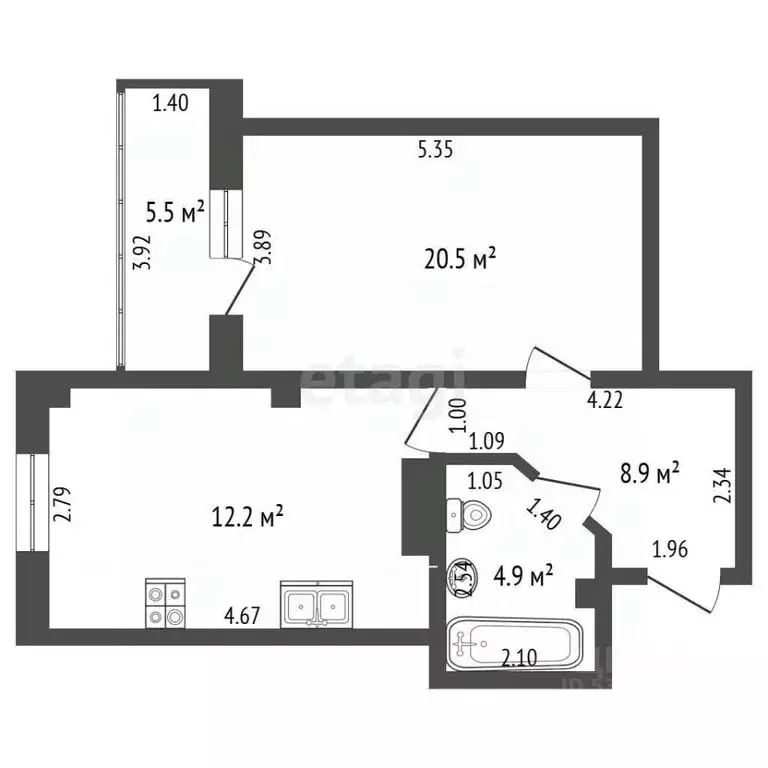 1-к кв. Ростовская область, Батайск ул. Северная Звезда, 10 (48.2 м) - Фото 2