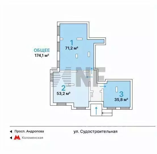 Торговая площадь в Москва Судостроительная ул., 3 (71 м) - Фото 1