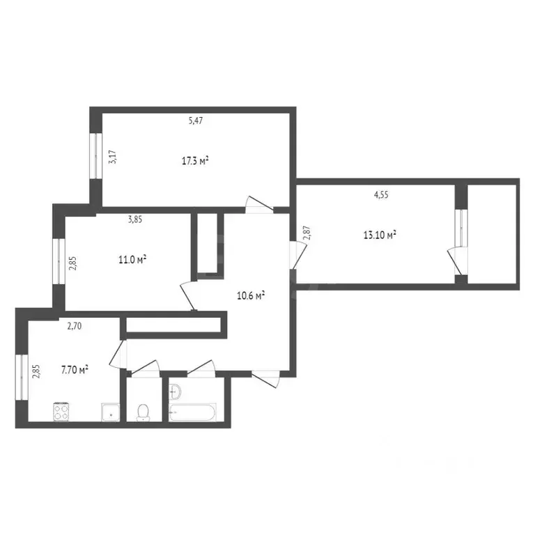 3-к кв. Ямало-Ненецкий АО, Новый Уренгой Дружба мкр, 2/3 (68.0 м) - Фото 2