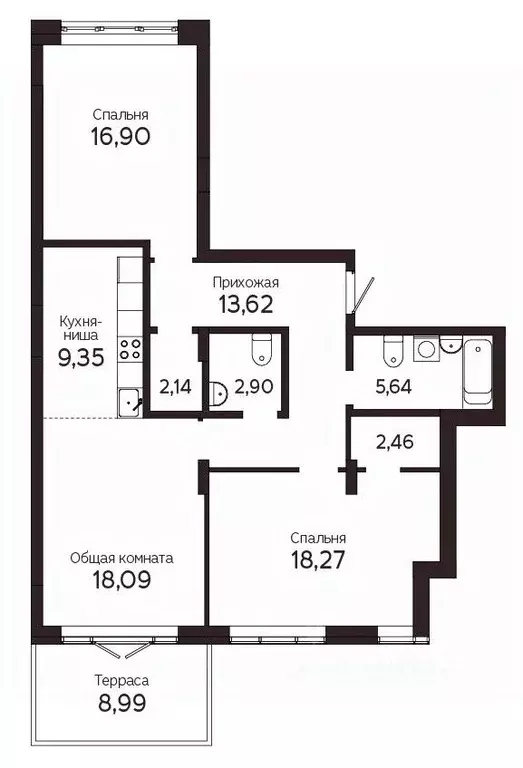 3-к кв. Томская область, Томск Комсомольский просп., 48Б (92.03 м) - Фото 0