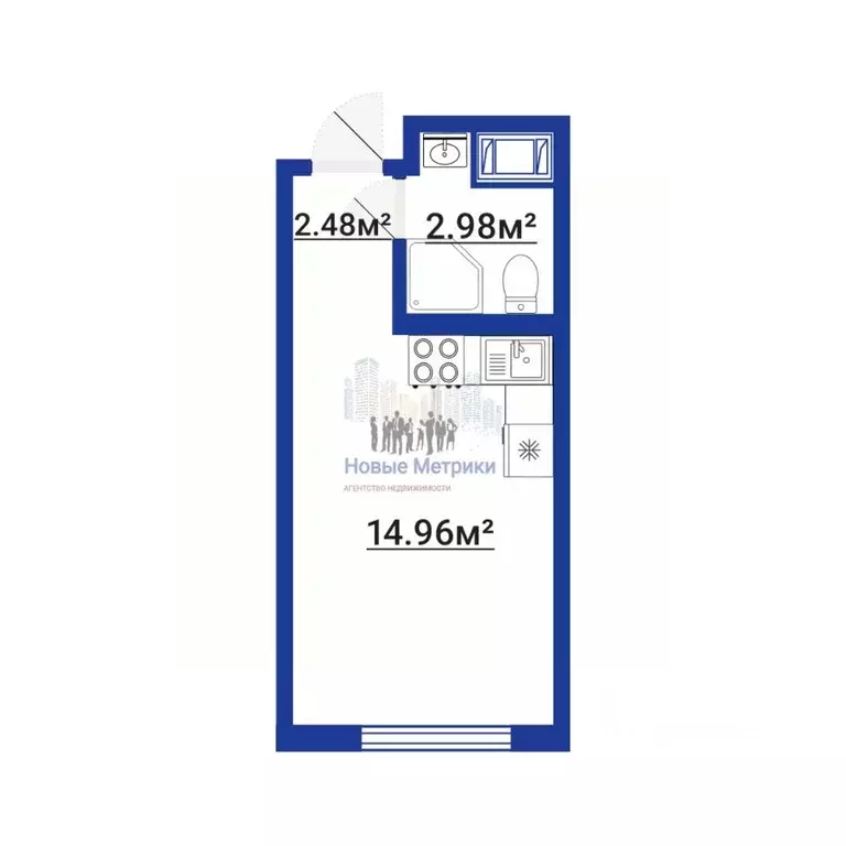 Студия Санкт-Петербург просп. Крузенштерна, 4 (20.4 м) - Фото 2