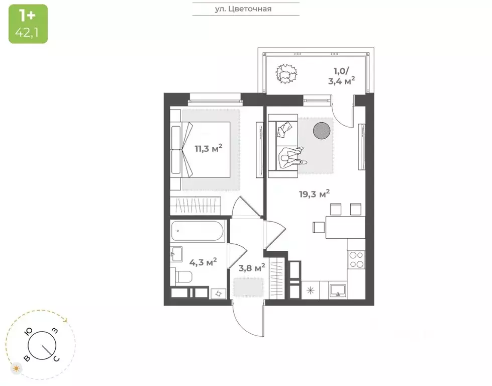 1-к кв. Тверская область, Тверь Соминка мкр,  (39.7 м) - Фото 1