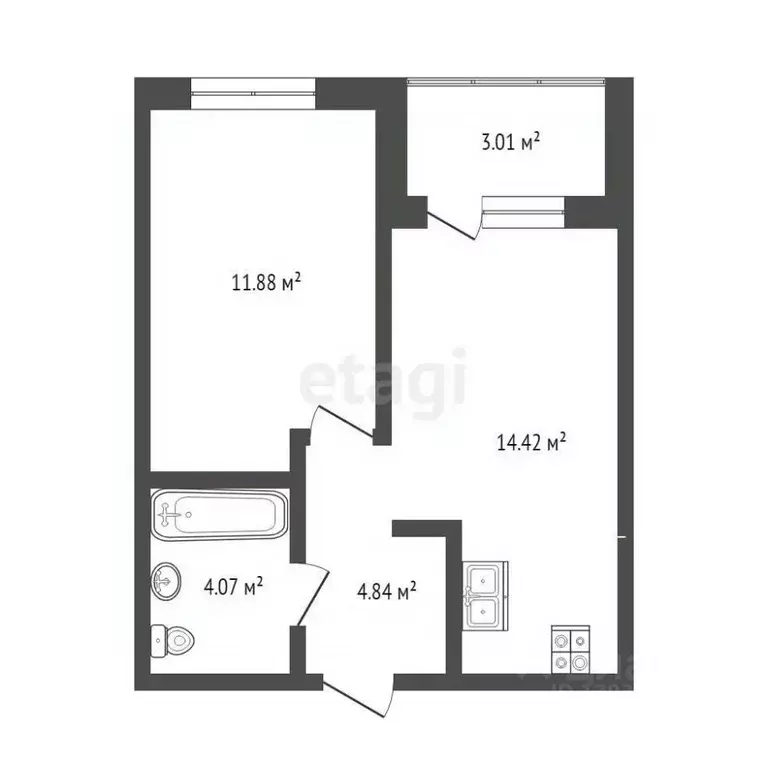 1-к кв. Тюменская область, Тюмень ул. Пархоменко, 119 (38.0 м) - Фото 2