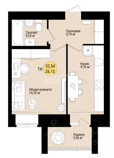 1-к кв. Марий Эл, Йошкар-Ола городской округ, с. Семеновка ул. ... - Фото 1
