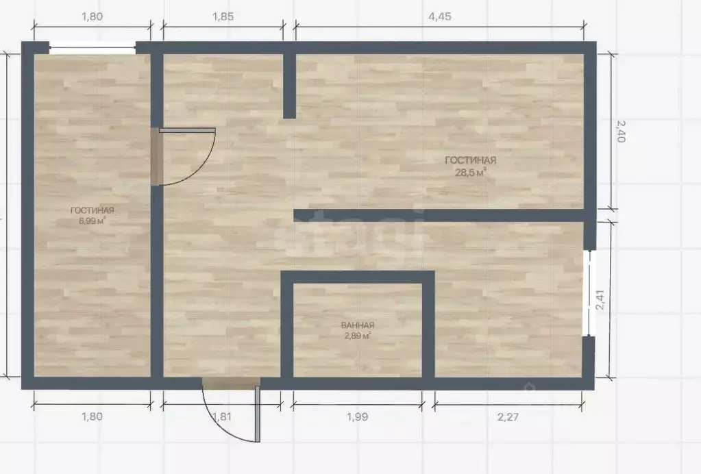 2-к кв. Нижегородская область, Бор Октябрьская ул., 75 (44.0 м) - Фото 2