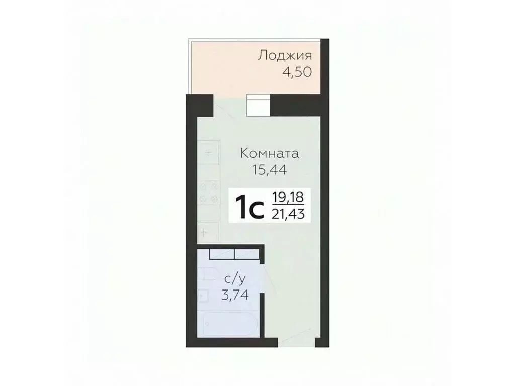 Студия Орловская область, Орел ул. Панчука, 83Б (21.43 м) - Фото 0