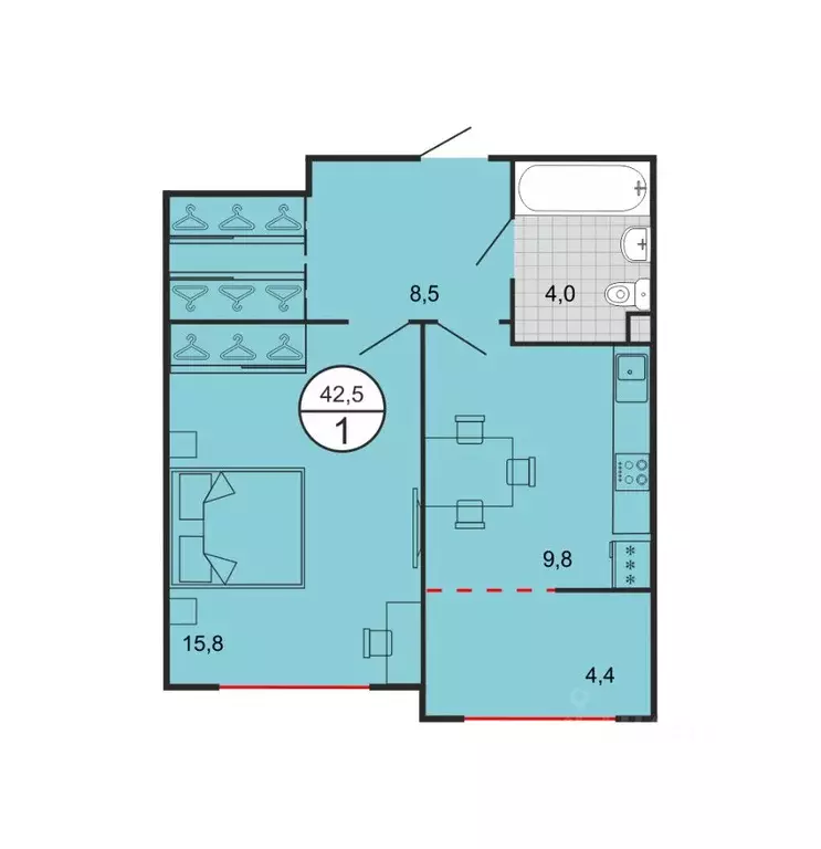 1-к кв. Ставропольский край, Георгиевск Олимп жилой комплекс (42.3 м) - Фото 1
