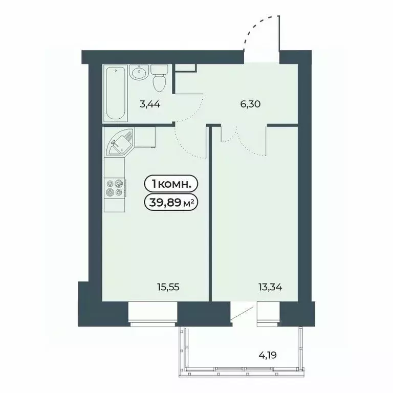 1-к кв. Красноярский край, Красноярск ул. Светлова, 25/1 (39.89 м) - Фото 1