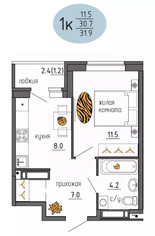 1-к кв. Пермский край, Пермь Ижевская ул., 38 (31.9 м) - Фото 1