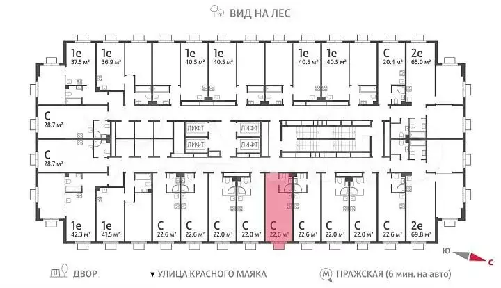 Квартира-студия, 22,6 м, 19/23 эт. - Фото 1