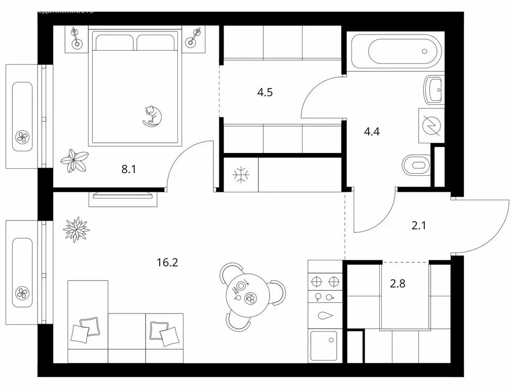 1-комнатная квартира: Мытищи, 16-й микрорайон (38.1 м) - Фото 1