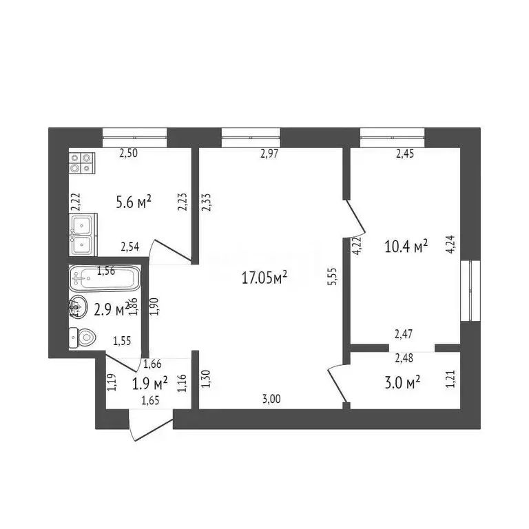 2-комнатная квартира: Стерлитамак, улица Дружбы, 38 (45.3 м) - Фото 0
