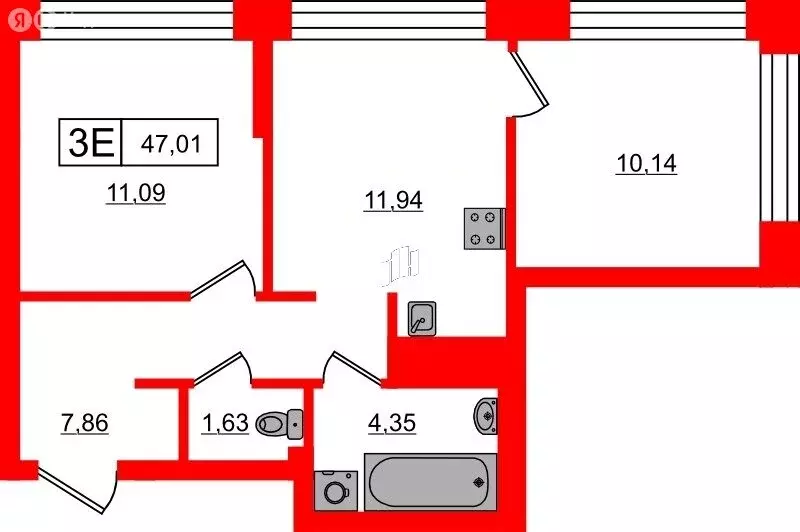 2-комнатная квартира: Санкт-Петербург, улица Челюскина, 8 (47 м) - Фото 0