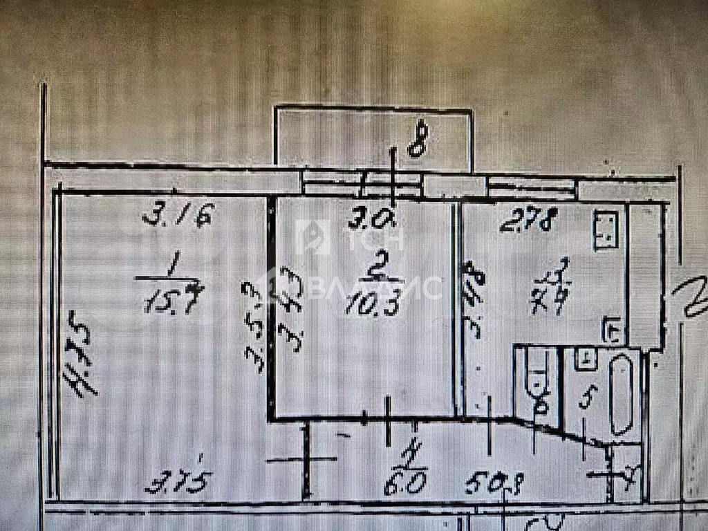 2-к. квартира, 43,8 м, 5/9 эт. - Фото 0