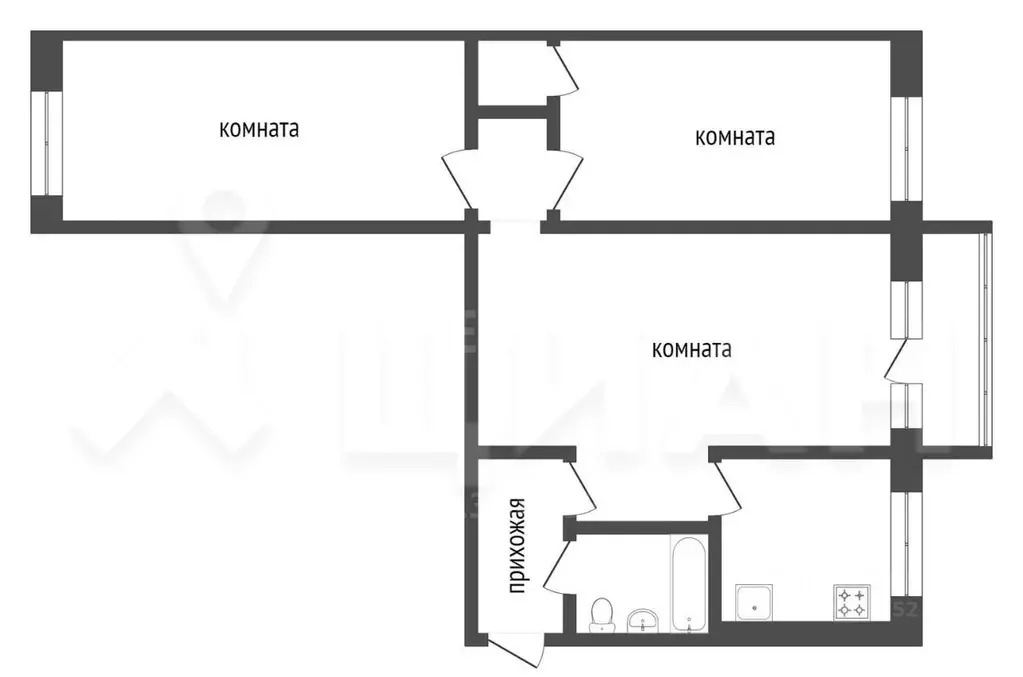 3-к кв. Башкортостан, Уфа ул. Юрия Гагарина, 13/2 (60.6 м) - Фото 1