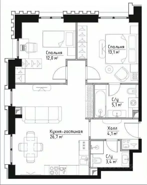 2-к кв. Москва Дубининская ул., 59Б (64.3 м) - Фото 1