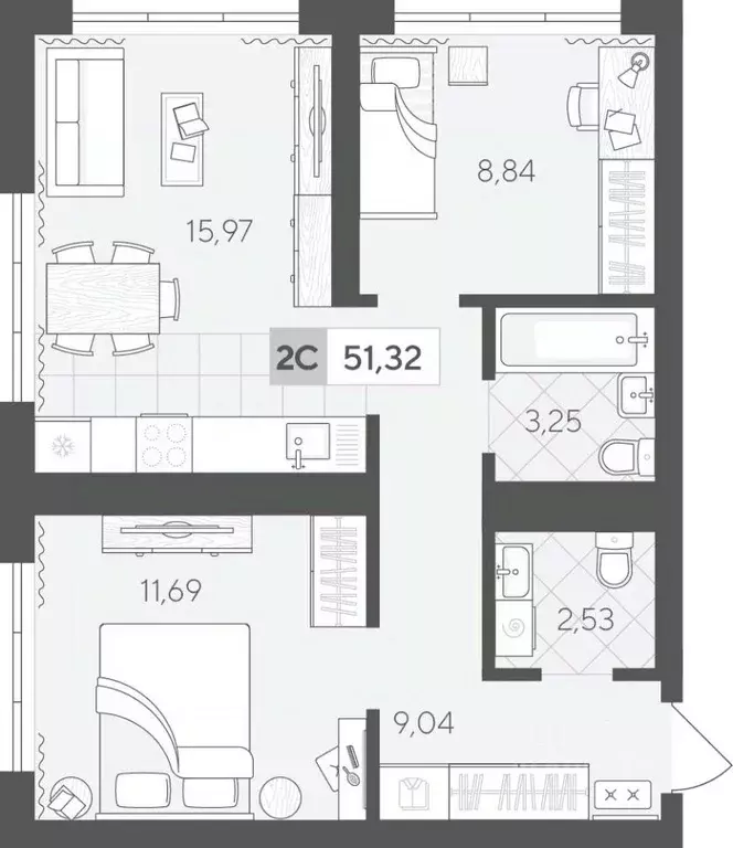 2-к кв. Тюменская область, Тюменский район, д. Падерина ул. Сергея ... - Фото 0