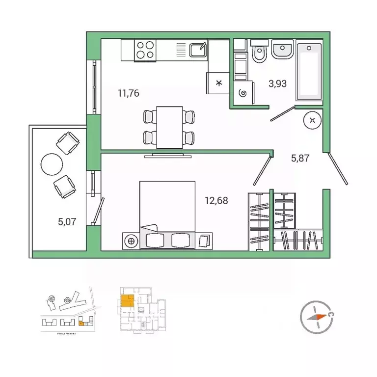 1-к кв. Ленинградская область, Гатчина ул. Чехова, 39к2 (35.2 м) - Фото 0