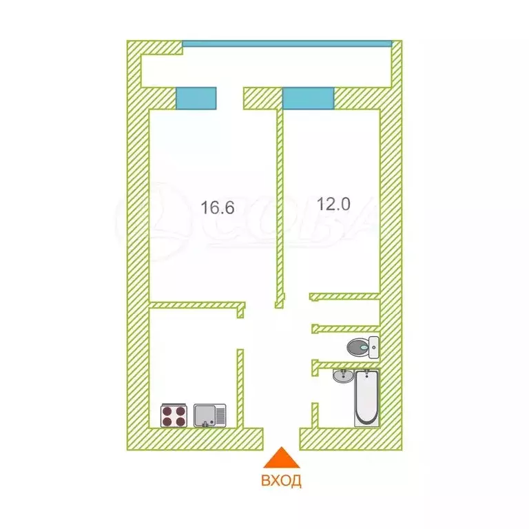 2-к кв. Тюменская область, Тюмень ул. Мельникайте, 133 (50.2 м) - Фото 2