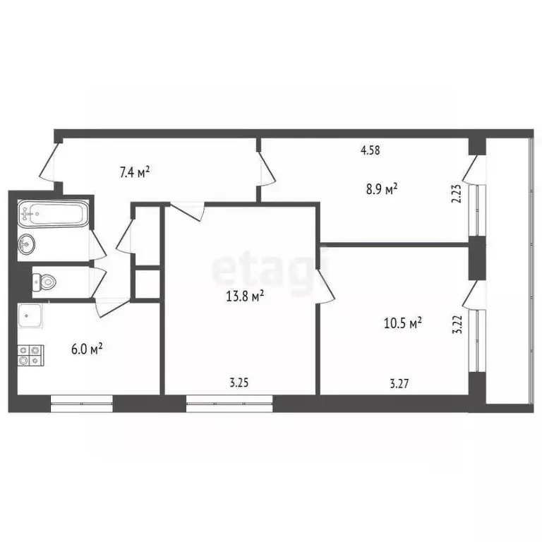 3-к кв. Москва Матвеевская ул., 10К5 (56.0 м) - Фото 2