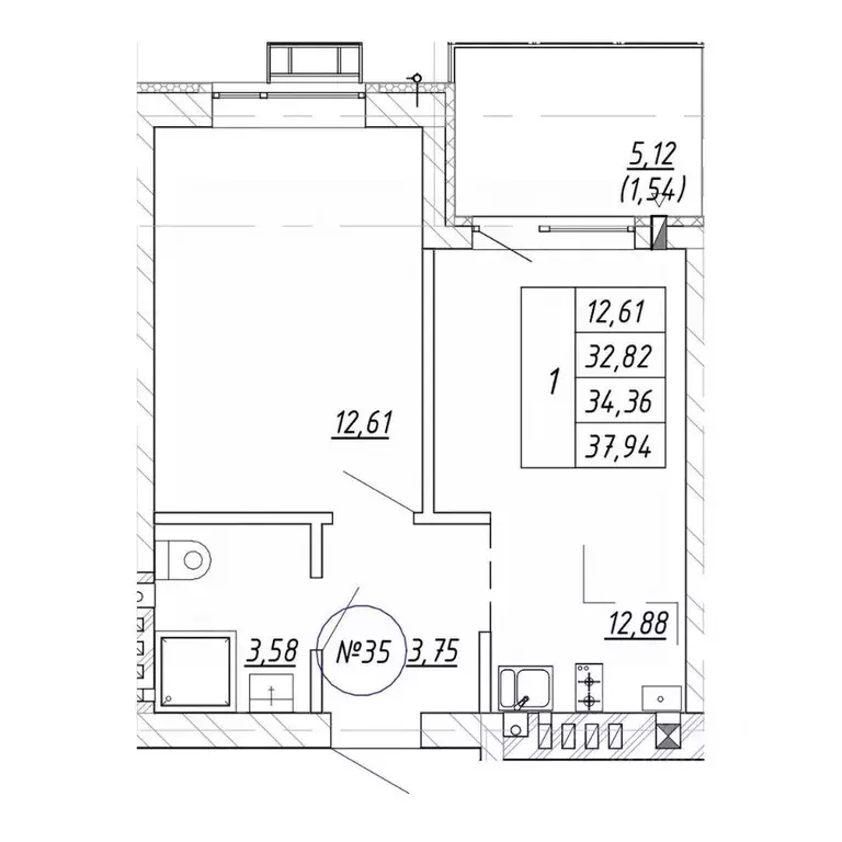 1-к кв. Калининградская область, Зеленоградск  (37.94 м) - Фото 1
