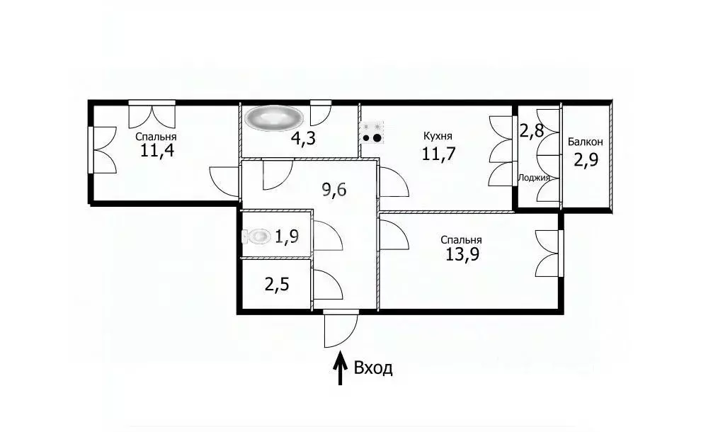 2-к кв. Томская область, Томск Енисейская ул., 35Б (55.3 м) - Фото 0