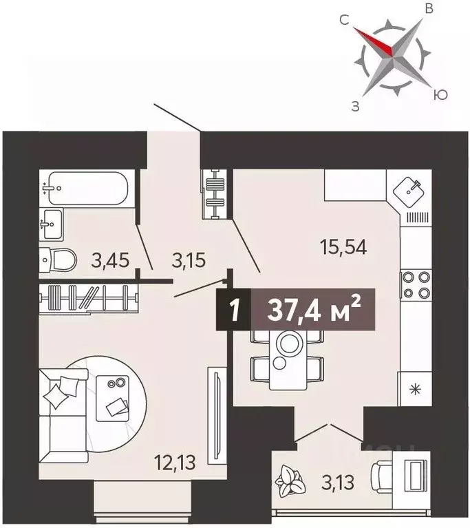 1-к кв. Пензенская область, Пенза ул. 8 Марта, 31к5 (37.4 м) - Фото 0