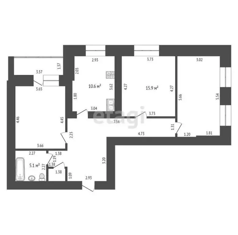3-комнатная квартира: Тамбов, Селезнёвская улица, 2Бк4 (87.9 м) - Фото 0