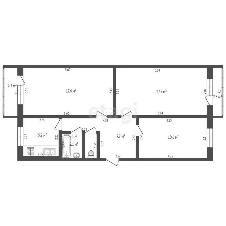 3-комнатная квартира: Тамбов, улица Куйбышева, 6 (61.5 м) - Фото 0
